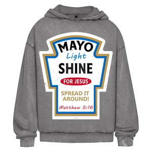 Oversize Washed Hoodie mayo light shine matthew 5:16