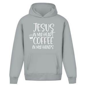 Oversize Hoodie Ohne Kordel jesus in my heart coffee in my hands
