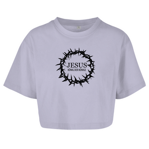 Damen Oversize Crop Top jesus könig der könige dornenkrone