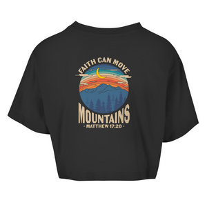 Damen Oversize Crop Top faith can move mountains matthew 17:20