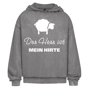 Oversize Washed Hoodie der herr ist mein hirte