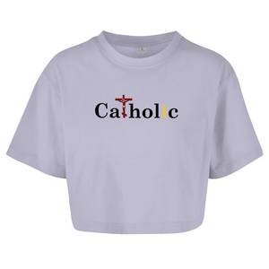 Damen Oversize Crop Top catholic