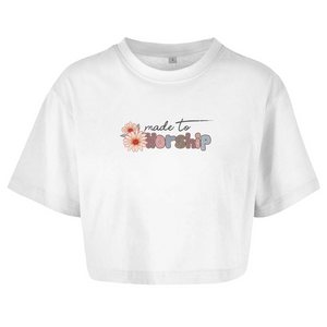 Damen Oversize Crop Top made to worship