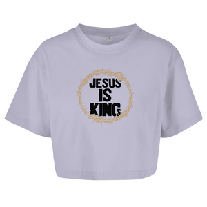 Damen Oversize Crop Topjesus is king dornenkrone