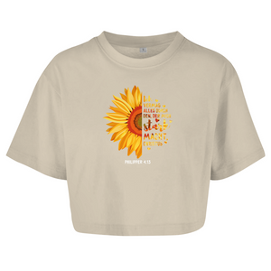 Damen Oversize Crop Top christus der mich stark macht philipper 4.13