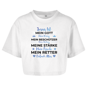 Damen Oversize Crop Top jesus ist mein gott