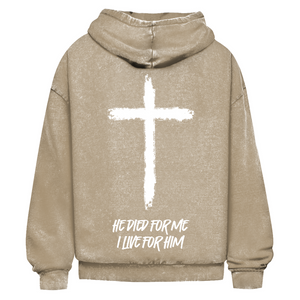 Oversize Washed Hoodie he died for me i live for him