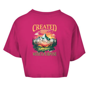 Damen Oversize Crop Top created with a purpose ephesians 2:10