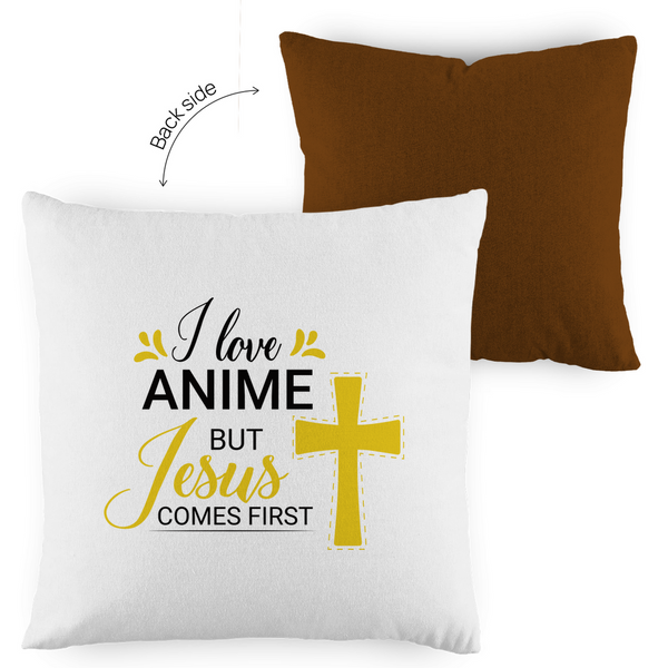 Kopfkissen zweifarbig i love anime but jesus comes first