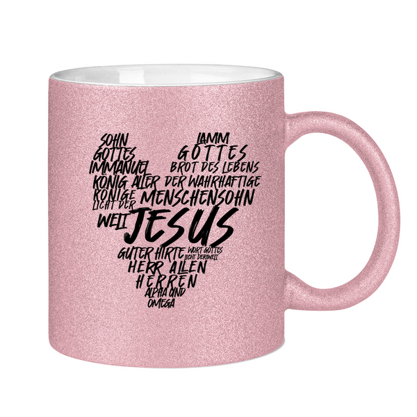 Glitzertasse jesus herz wordcloud