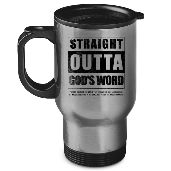 Edelstahl-Thermobecher straigh outta god's word john 3:16