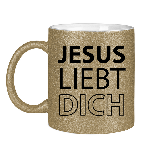 Glitzertasse jesus liebt dich