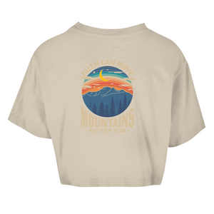 Damen Oversize Crop Top faith can move mountains matthew 17:20