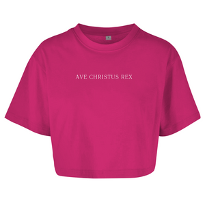 Damen Oversize Crop Top ave christus rex
