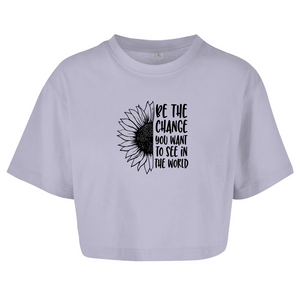 Damen Oversize Crop Top be the change you want to see in the world