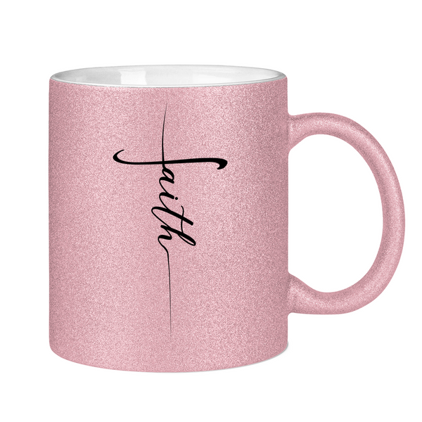 Glitzertasse faith kreuz