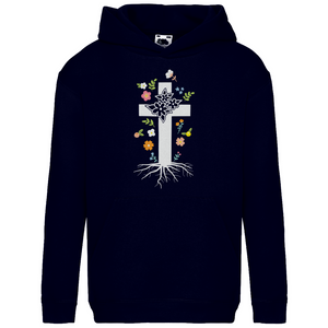 Kinder Hoodie Kreuz Blumen