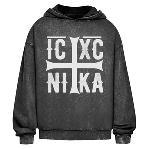 Oversize Washed Hoodie ICXC NIKA orthodox griechisch