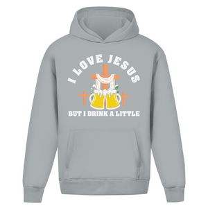 Oversize Hoodie Ohne Kordel i love jesus but i drink a little bier