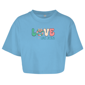 Damen Oversize Crop Top love like jesus
