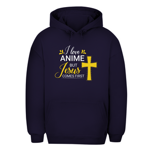Unisex Oversize Hoodie i love anime but jesus comes first