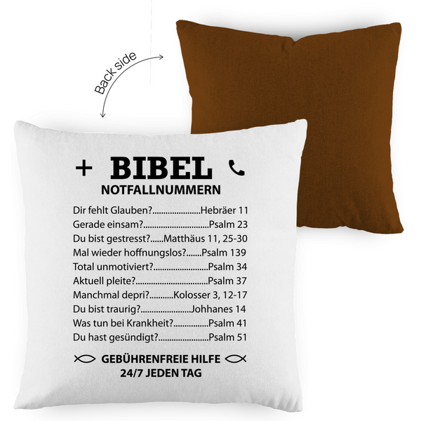 Kopfkissen zweifarbig bibel notfallnummern