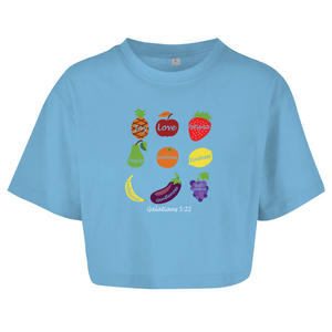 Damen Oversize Crop Top Joy Love Patience galatians 5:22