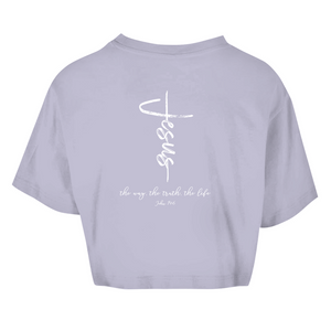 Damen Oversize Crop Top the way the truth the life john 14:6