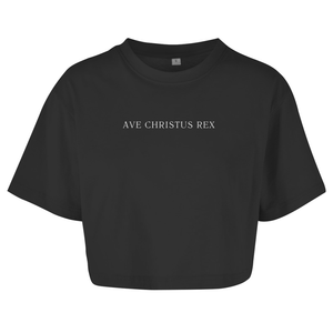 Damen Oversize Crop Top ave christus rex