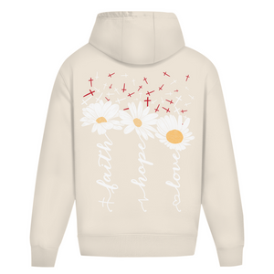 Oversize Hoodie Ohne Kordel faith hope love blumen