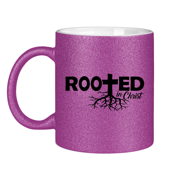 Glitzertasse rooted in christ