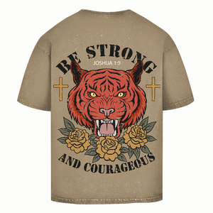 Oversize Washed T-Shirt be strong and courageous joshua 1:9
