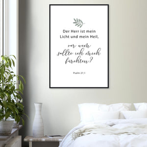 der herr ist mein licht psalm 27,1 Poster mit Holzrahmen