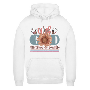 Damen Hoodie with god all things are possible