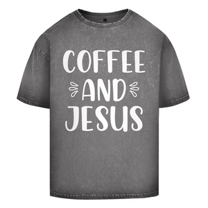 Oversize Washed T-Shirt coffee and jesus