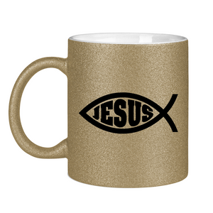 Glitzertasse Ichthys fisch christliches symbol