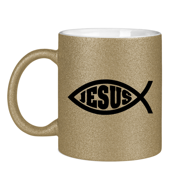 Glitzertasse Ichthys fisch christliches symbol