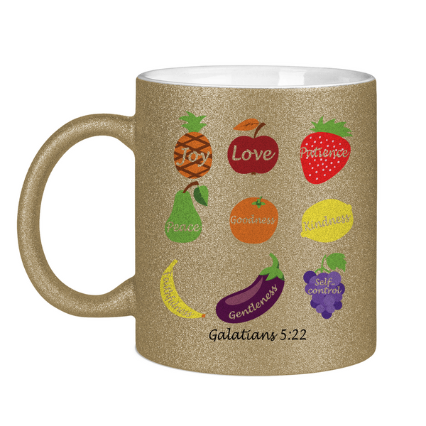 Glitzertasse joy love peace galatians 5:22