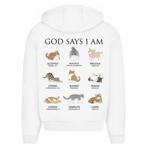 Oversize Zipper Hoodie god says i am accepted romans 15:7