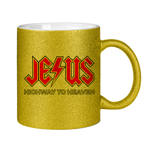 Glitzertasse jesus highway to heaven