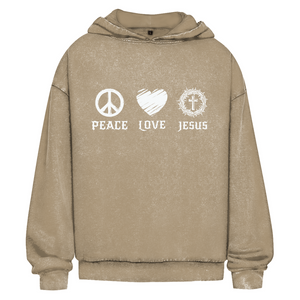 Oversize Washed Hoodie peace love jesus