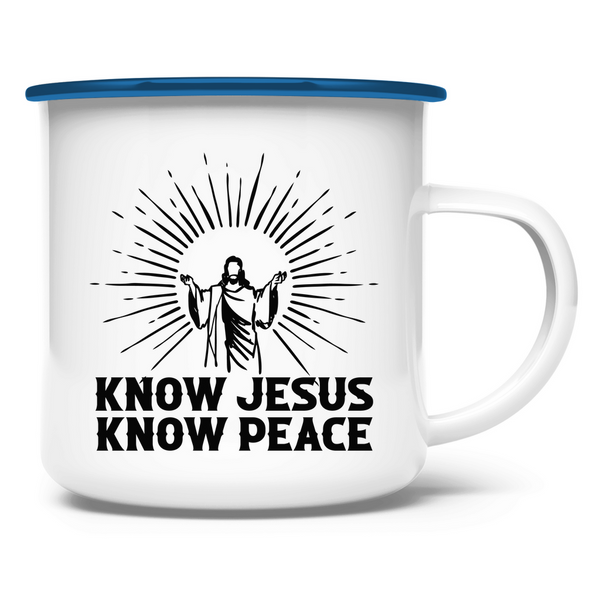 Emaille Tasse know jesus know peace