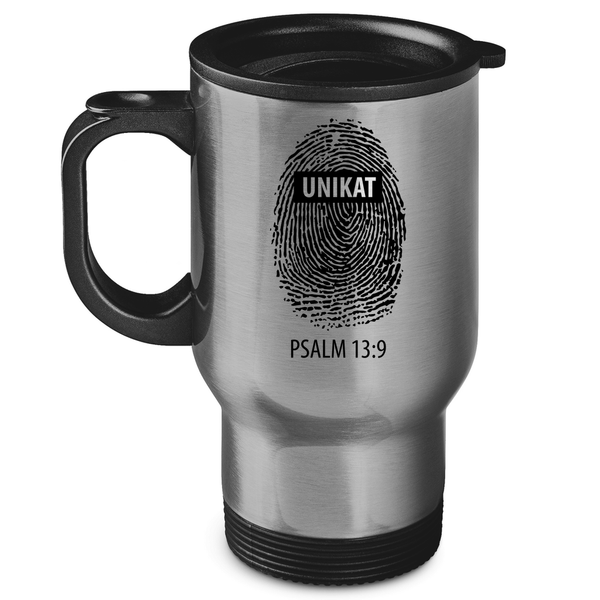 Edelstahl-Thermobecher unikat fingerabdruck psalm 13:9