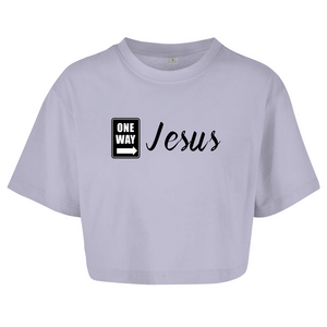 Damen Oversize Crop Top one way jesus