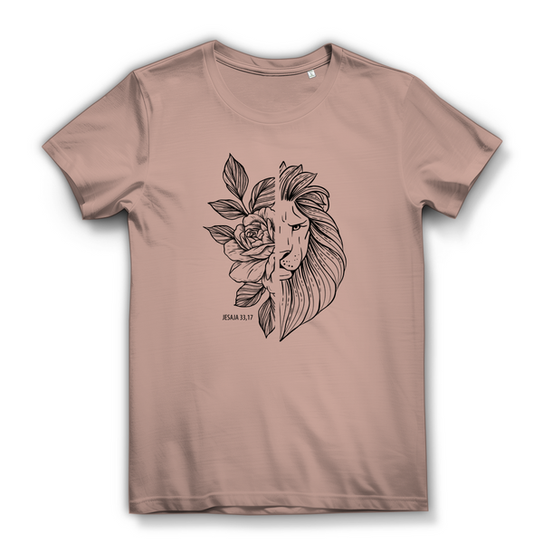 Damen Bio T-Shirt Blume Löwe jesaja 33,17