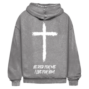Oversize Washed Hoodie he died for me i live for him