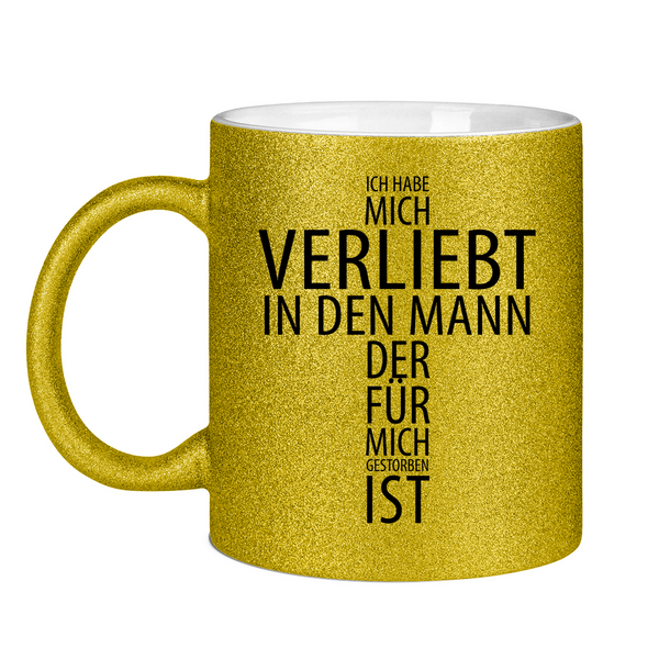 Glitzertasse ich habe mich verliebt