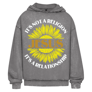 Oversize Washed Hoodie jesus its a repationship