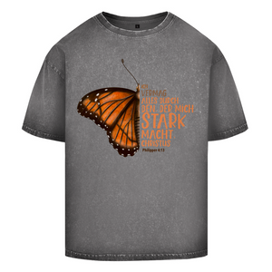 Oversize Washed T-Shirt der mich stark macht schmetterling