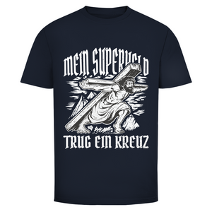 Herren T-Shirt mein superheld trug ein kreuz